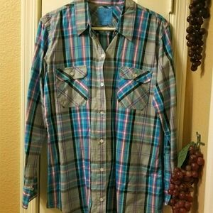 PacSun Nollie gray blue purple flannel